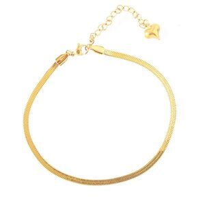 Stainless Steel Herringbone Chain Snake Cuban 18K Gold Anklet Anti Tarnish PE10